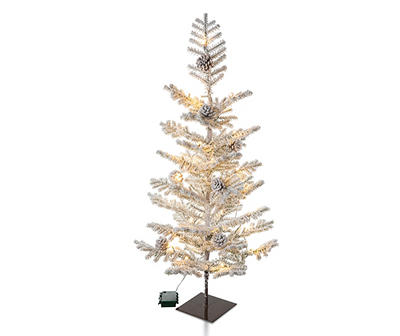 3' Flocked Upswept Wrapped Pre-Lit LED Artificial Christmas Tree