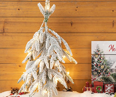 2' Flocked  Down Swept Wrapped Pre-Lit LED Artificial Christmas Tree