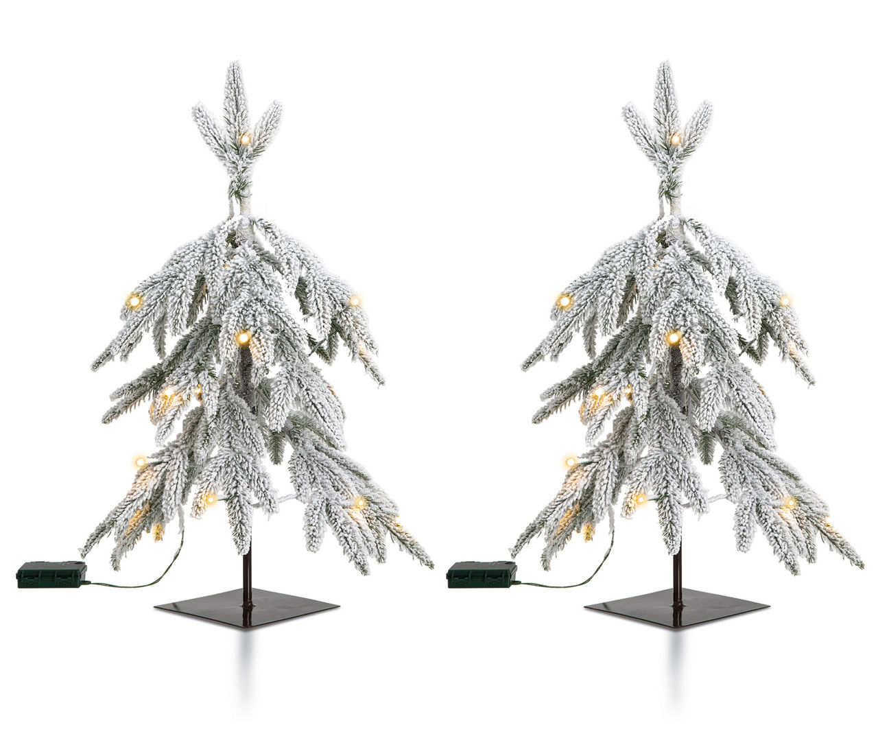 Glitzhome 2' Flocked Down Swept Wrapped PreLit LED Artificial