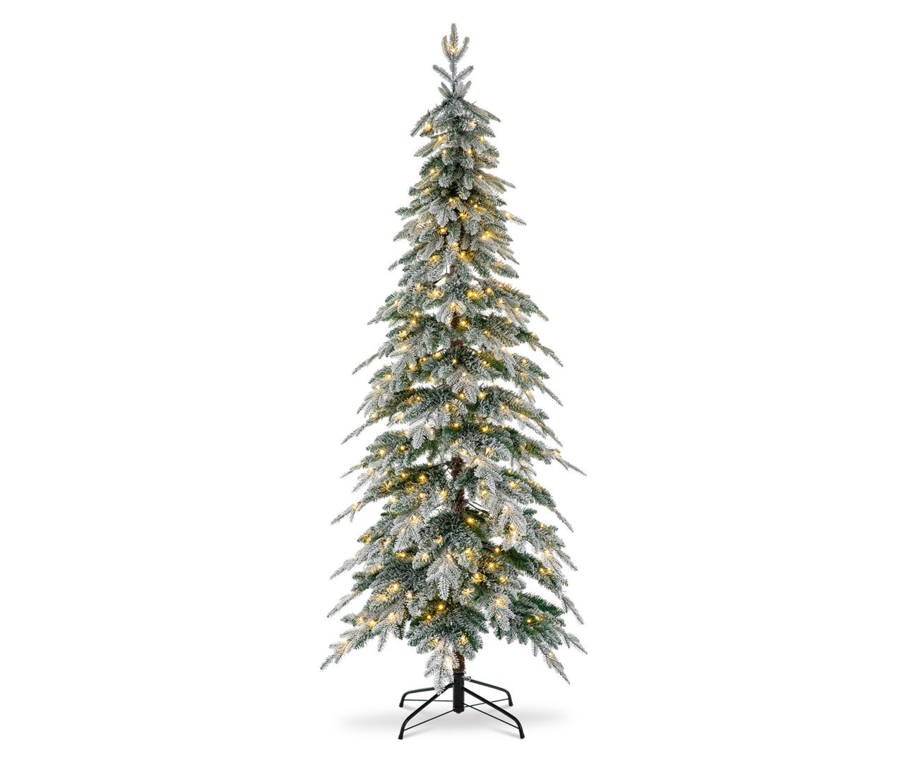 Glitzhome 7.5' Flocked Spruce Pencil PreLit LED Artificial Christmas