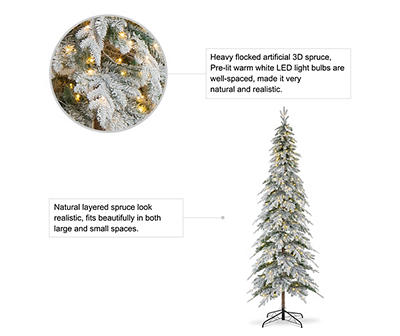 9' Flocked Spruce Pre-Lit LED Artificial Christmas Tree