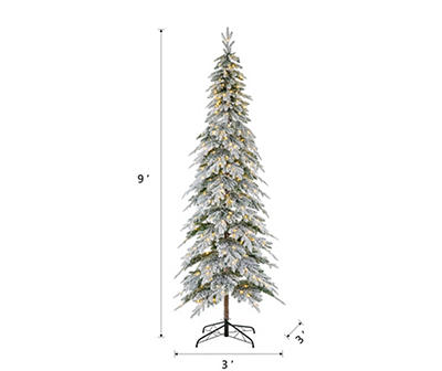 9' Flocked Spruce Pre-Lit LED Artificial Christmas Tree