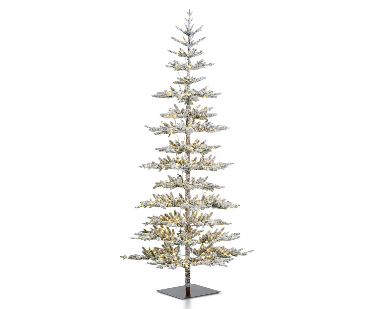 Glitzhome 9' Flocked Pine Slim PreLit LED Artificial Christmas Tree