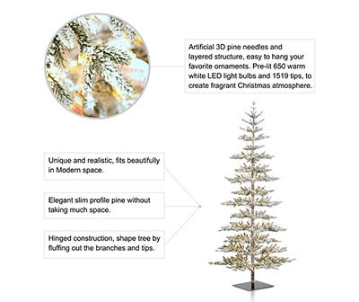 9' Flocked Pine Slim Pre-Lit LED Artificial Christmas Tree