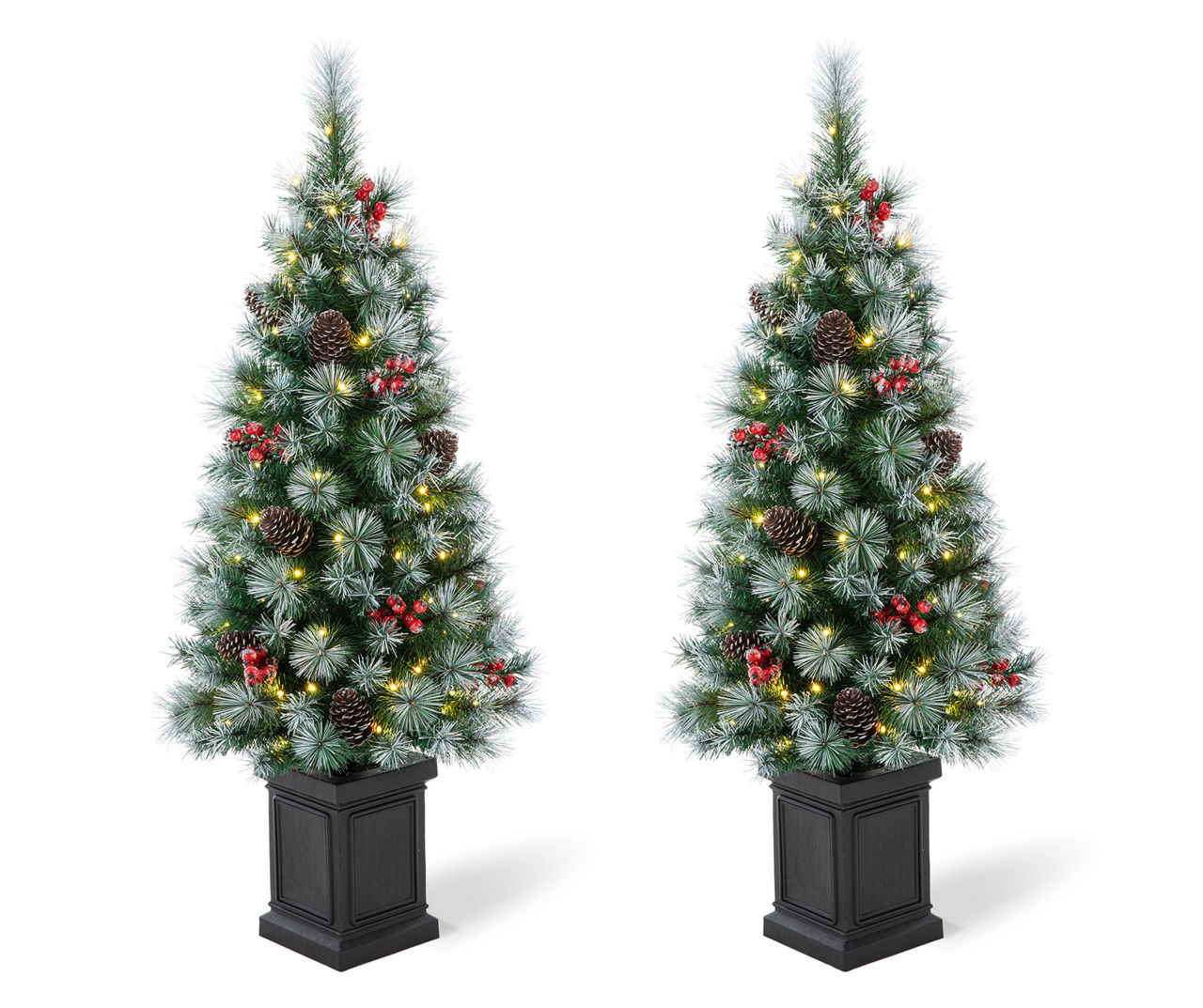 Glitzhome 4' Pinecone & Berry PreLit LED Artificial Christmas Urn