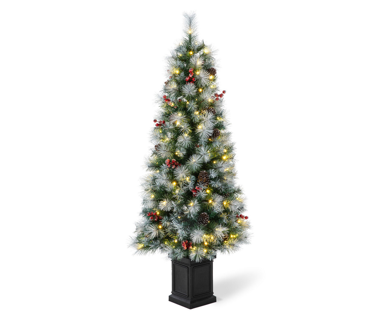 Glitzhome 5' Pinecone & Berry PreLit LED Artificial Christmas Urn Tree