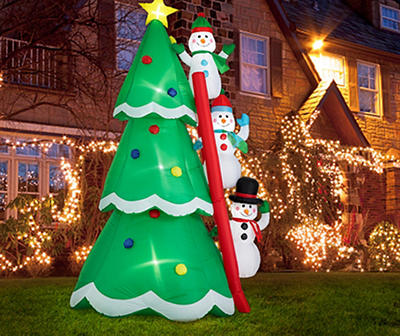 7.8' Inflatable LED Snowman Family & Tree