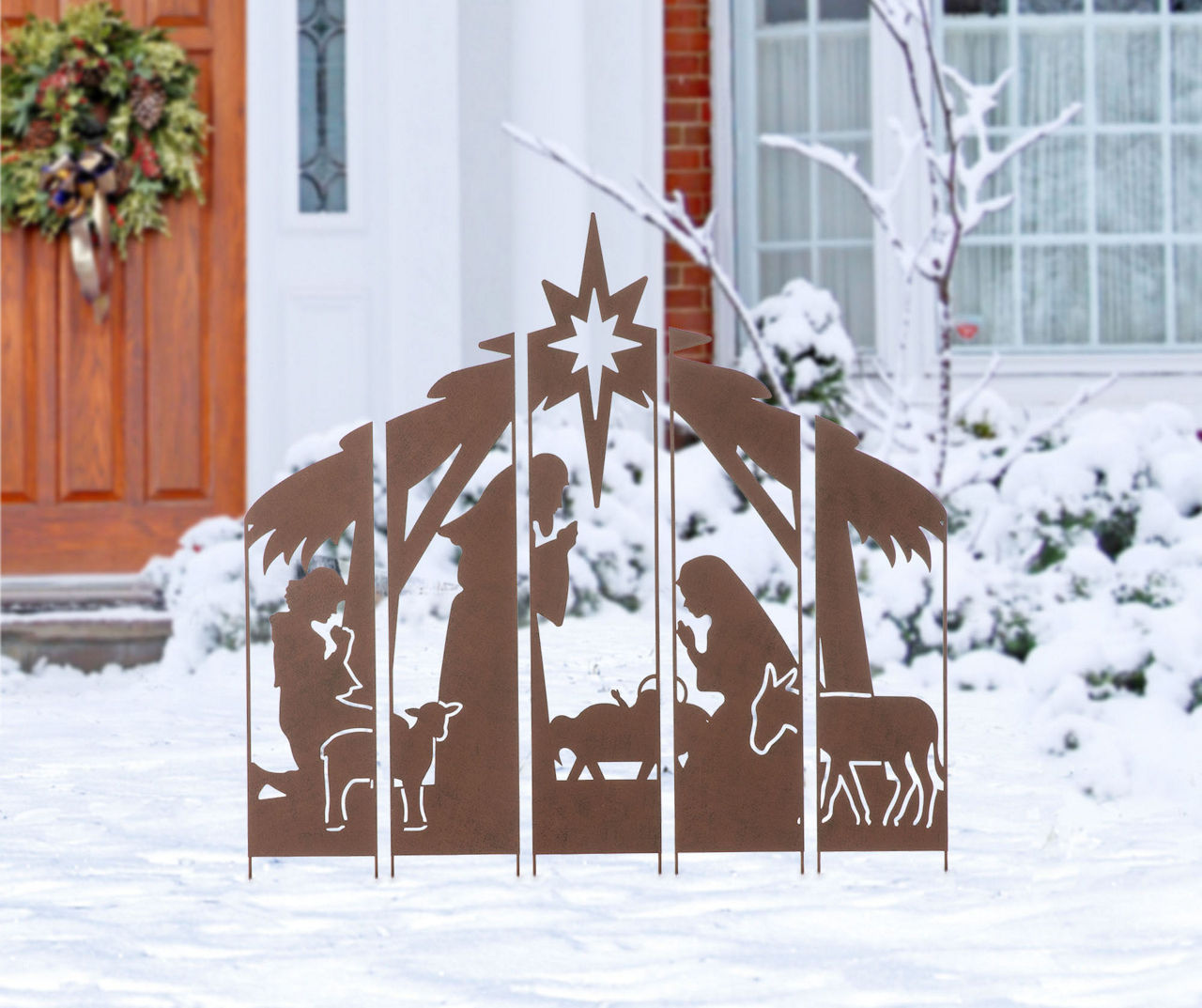 Glitzhome Nativity Scene 5-Piece Metal Yard Stake Set | Big Lots