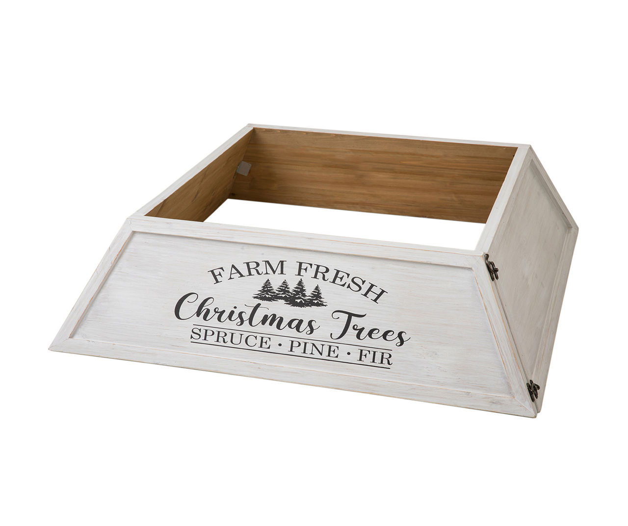Glitzhome "Farm Fresh Christmas Trees" White Wooden Tree Box Collar