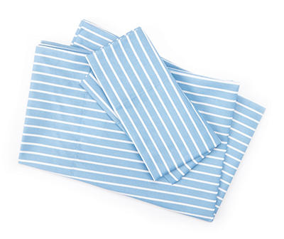 Blue & White Stripe King 4-Piece Microfiber Sheet Set