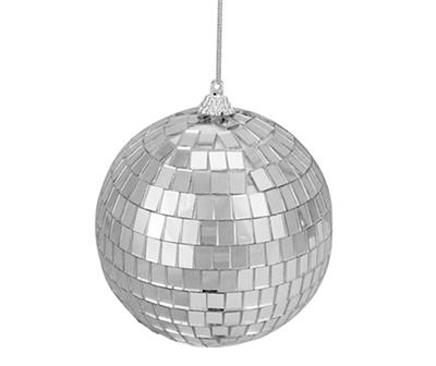 Silver Mirror Disco Ball 4-Piece Shatterproof Plastic Ornament Set