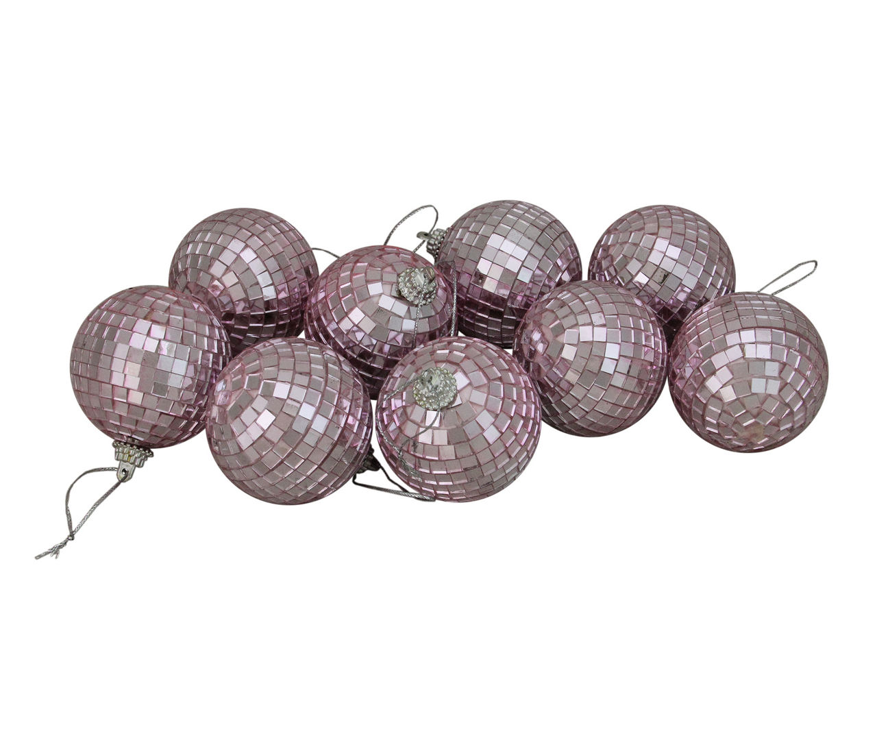 Northlight Bubblegum Pink Mirrored Disco Ball Glass Ornaments, 9Pack