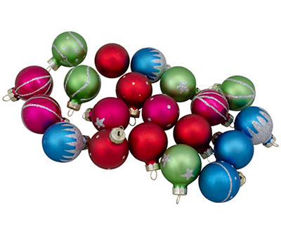 Multi-Color 20-Piece Glass Ornament & Tree Topper Set