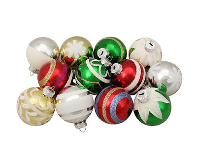 Multi-Color Vintage Ball 12-Piece Glass Ornament Set
