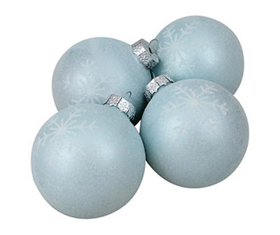 Blue & Silver Snowflake Ball Glass Ornaments, 4-Pack