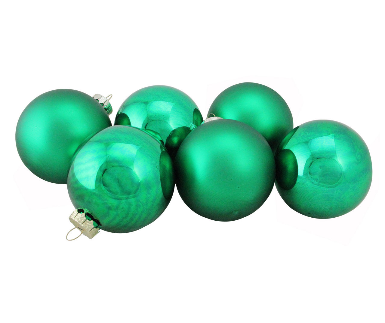 Northlight Green Shiny & Matte Ball Glass Ornaments, 6-Pack | Big Lots