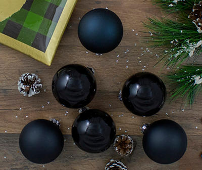 Northlight Black Shiny & Matte Ball Glass Ornaments, 6-Pack