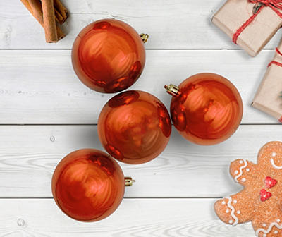 Orange Shiny Ball 32-Piece Shatterproof Plastic Ornament Set