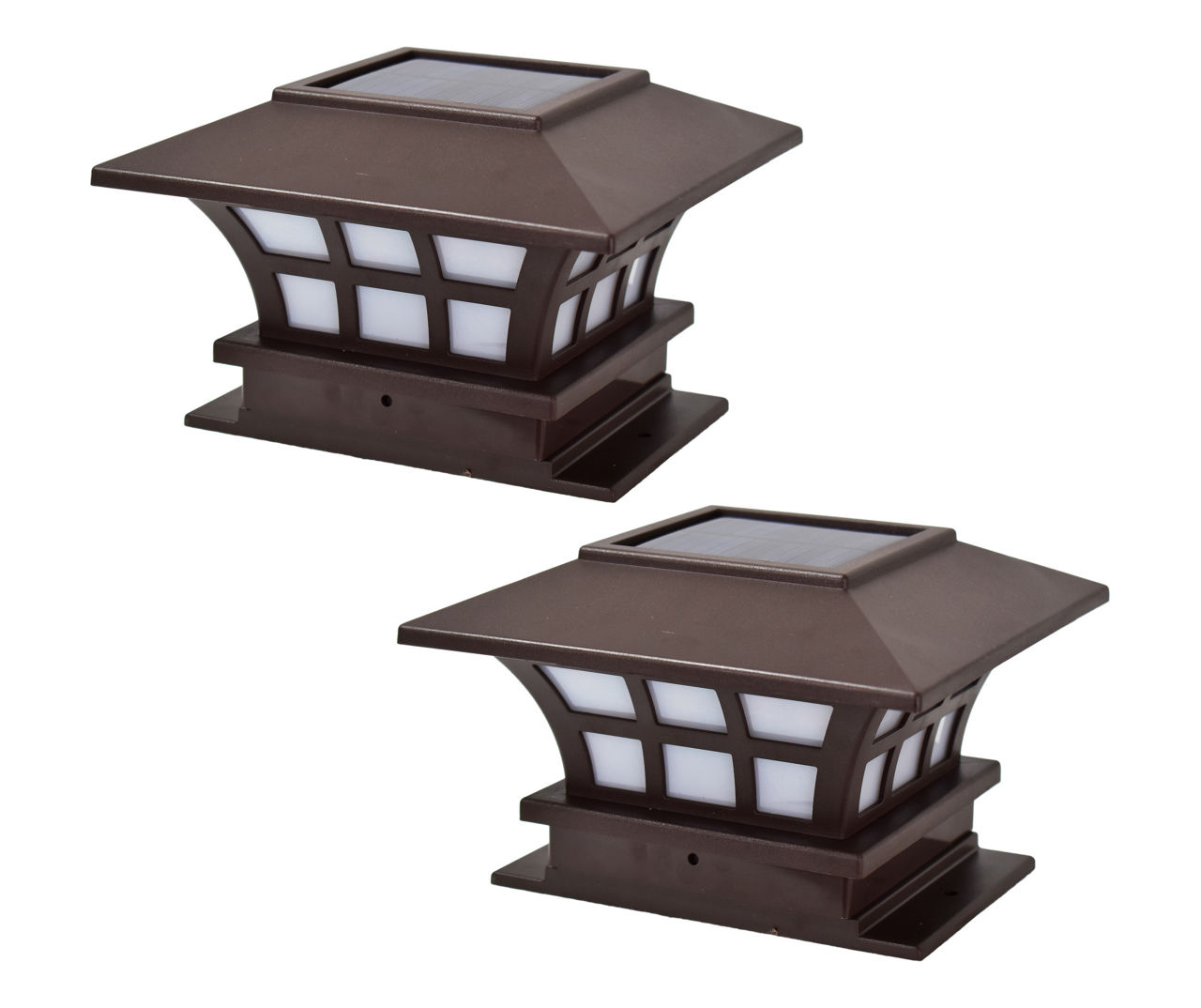 Real Living Brown Finish LED Solar Post Cap Light Set, 2-Pack Big Lots