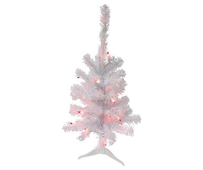 2' Woodbury White Pine Slim Pre-Lit Artificial Christmas Tree with Pink Lights