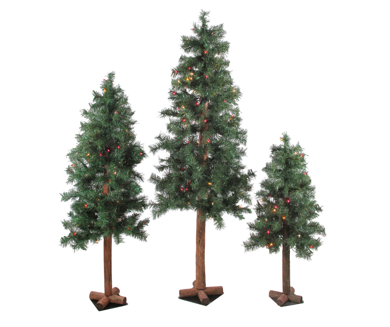 Northlight Alpine 3-Piece Pre-Lit Artificial Christmas Tree Set with ...