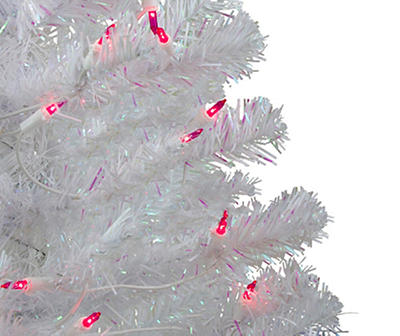 3' White Slim Pre-Lit Artificial Christmas Tree with Pink Lights