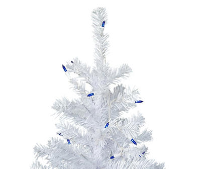 6.5' White Pencil Pre-Lit Artificial Christmas Tree with Blue Lights
