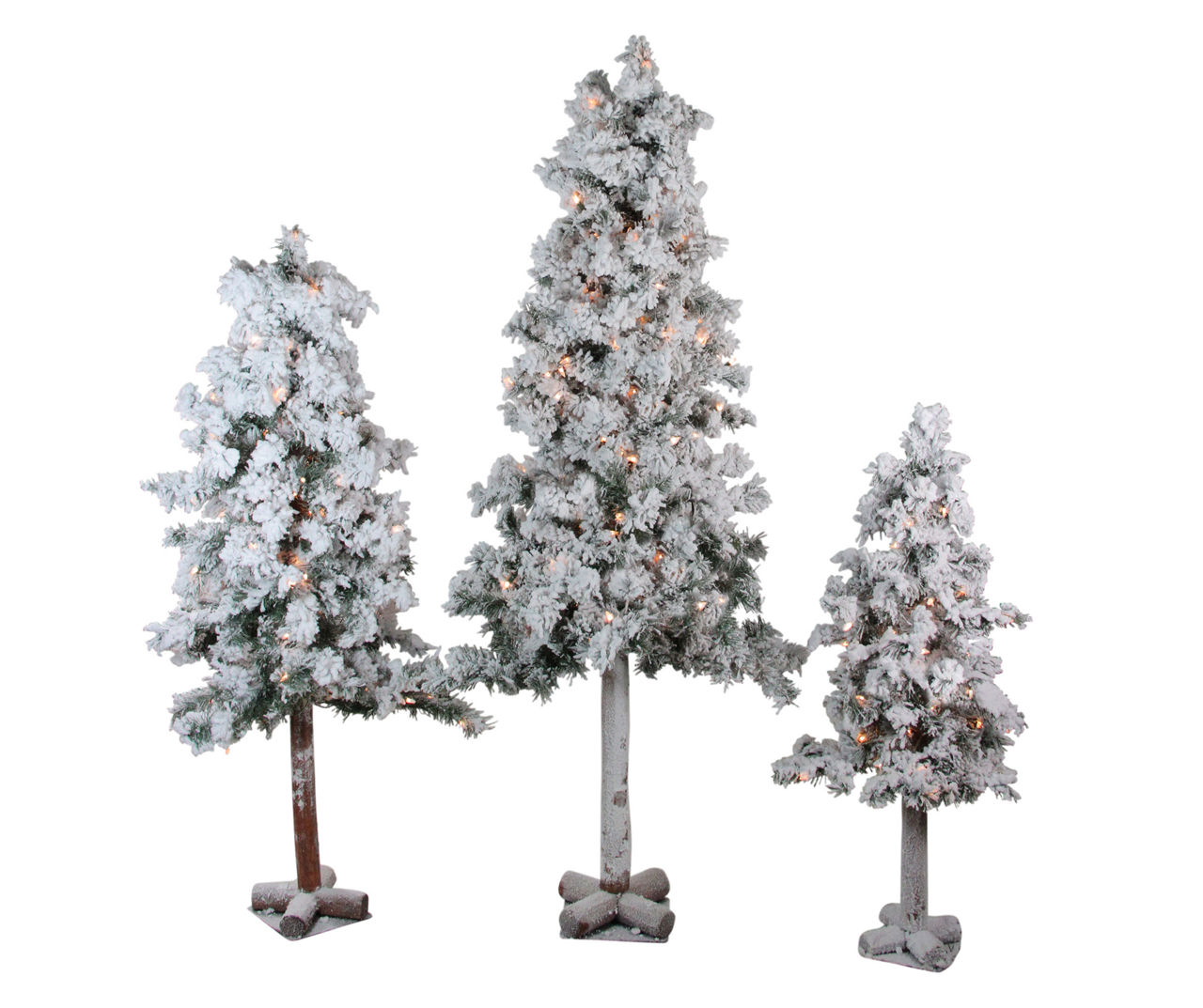 Northlight Alpine Flocked 3Piece PreLit Artificial Christmas Tree Set