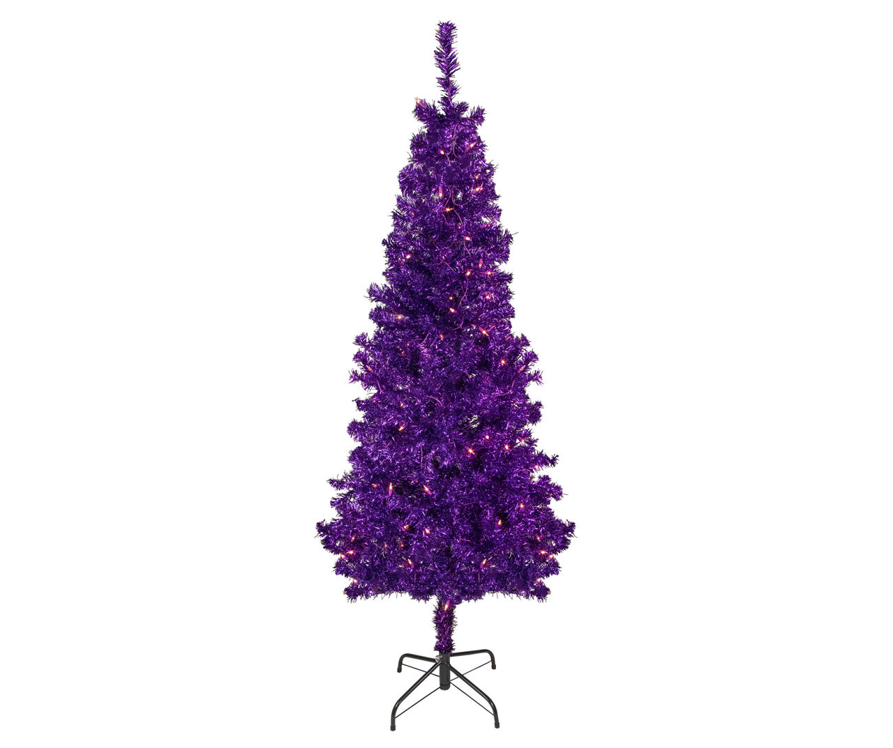 6' Purple Tinsel Pre-Lit Artificial Christmas Tree with Clear Lights