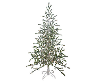 5' Flocked Twig Pre-Lit Artificial Christmas Tree with White Lights