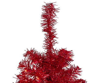 4' Red Slim Pre-Lit Artificial Christmas Tree with Clear Lights