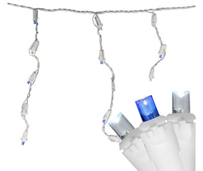 Blue & White LED Concave Wide Angle Icicle Light Set, 100-Lights