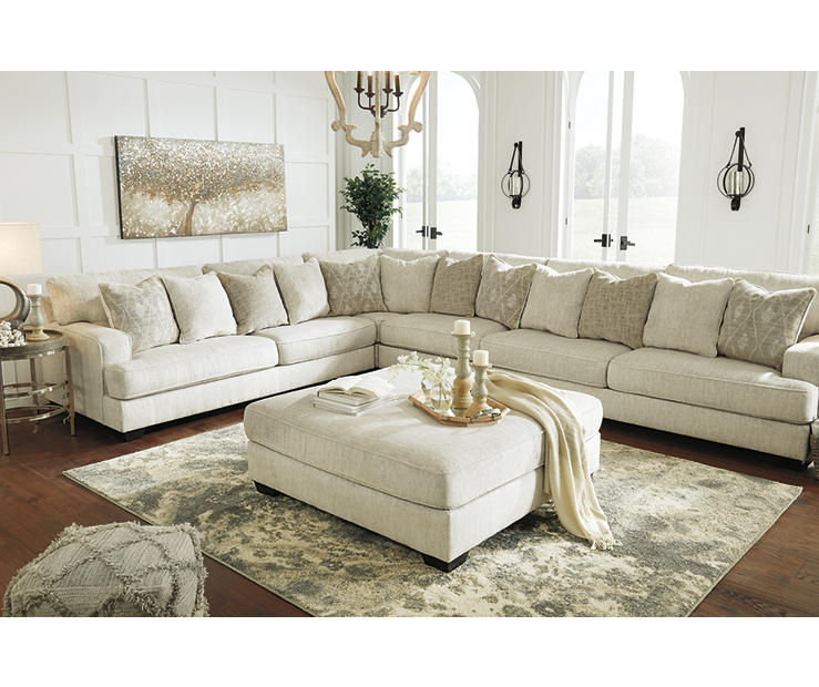 Rawcliffe Parchment Oversize Accent Ottoman