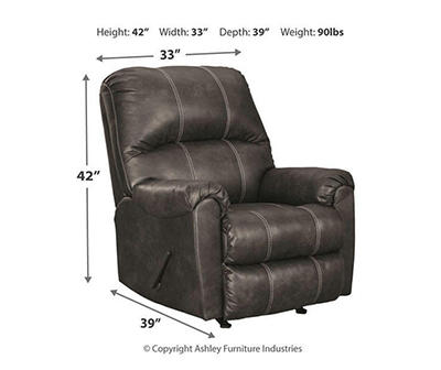 Kincord Midnight Faux Leather Rocker Recliner