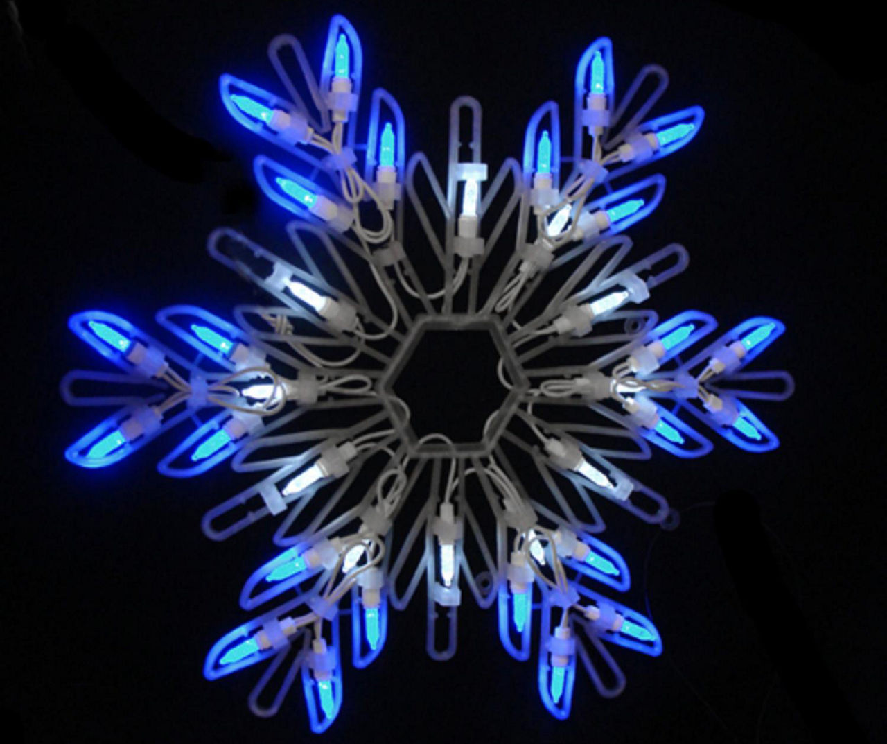 White & Blue Snowflake LED Window Silhouette