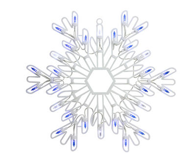 White & Blue Snowflake LED Window Silhouette