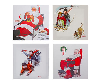 Norman Rockwell Classic Christmas Canvas Prints, 4-Pack