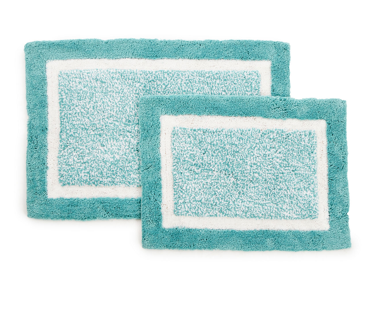 Aqua & White Border 2Piece Bath Rug Set Big Lots