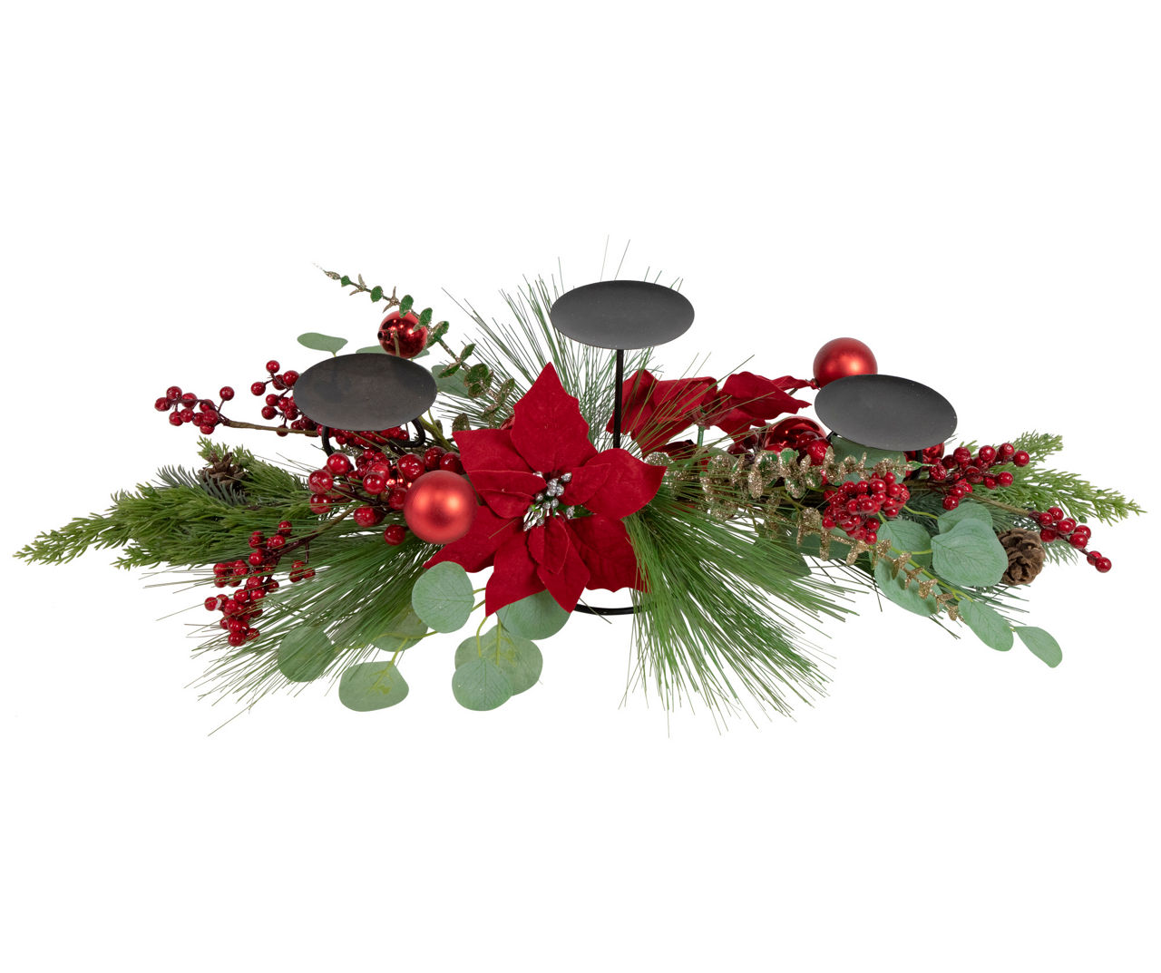 Poinsettia, Berry & Greenery 3-Tier Candle Holder Centerpiece | Big Lots