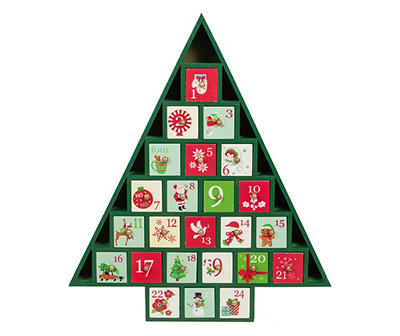 Green Tree Pull-Down Drawer Advent Calendar