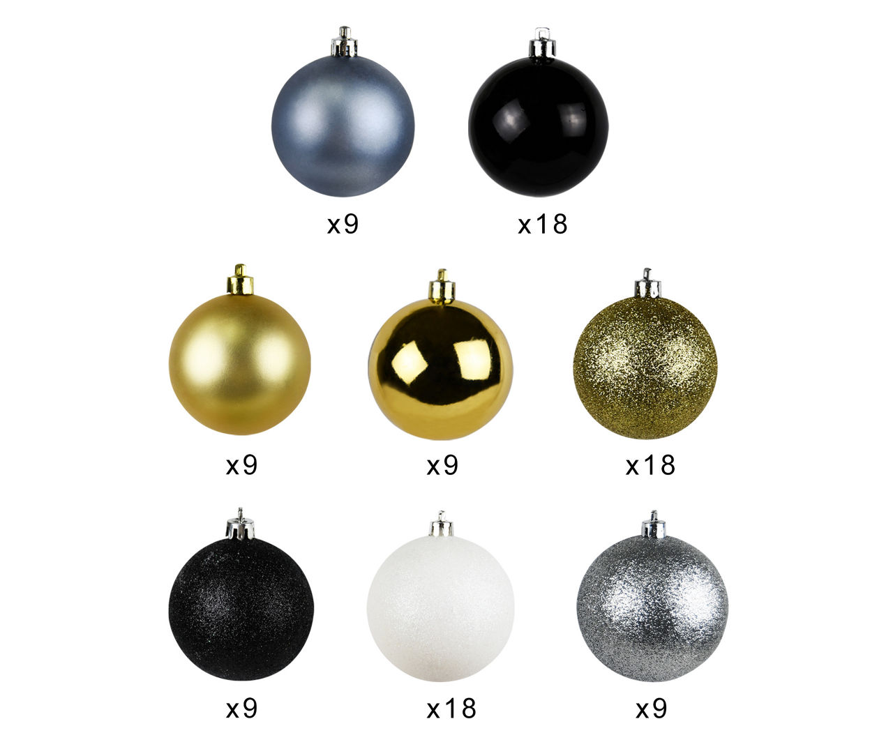 Jeco Black, Gold & Silver Mixed Ball Ornaments, 100-Pack