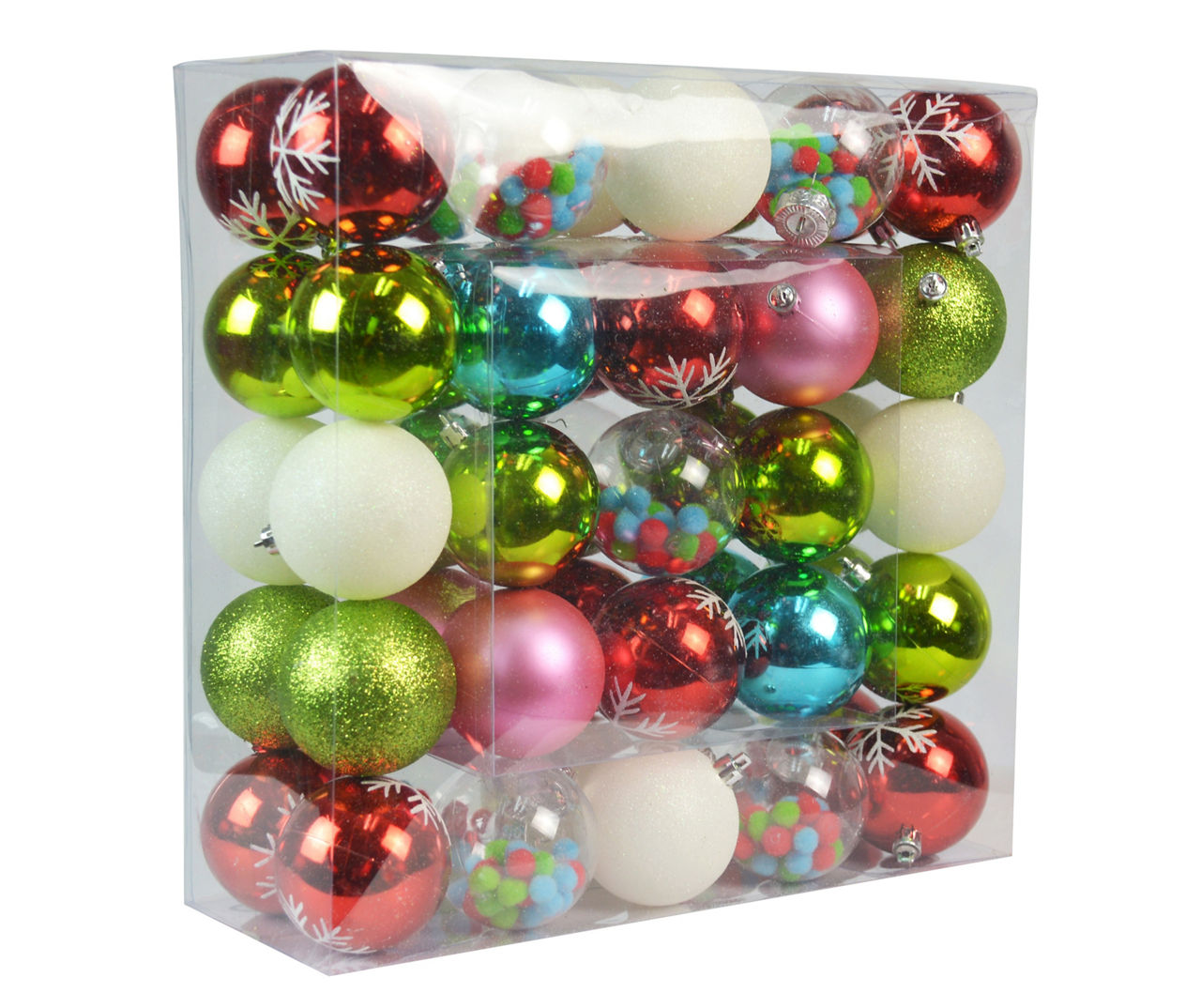 Christmas Ball Ornaments - Plastic - Green - Pink - Set Of 6 from Apollo Box