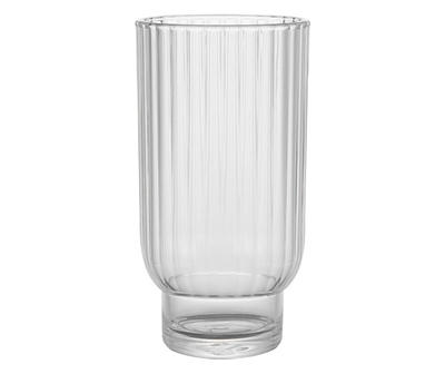 Clear Ribbed Plastic Tall Glass, 26 Oz.