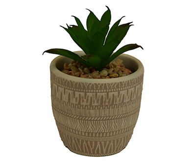 2.75" Brown Multi-Pattern Stripe Ceramic Planter