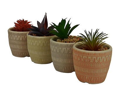 2.75" Brown Multi-Pattern Stripe Ceramic Planter