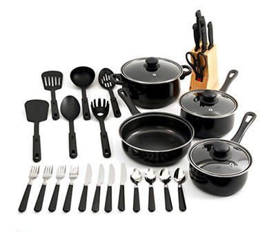 Black 32-Piece Total Kitchen Set