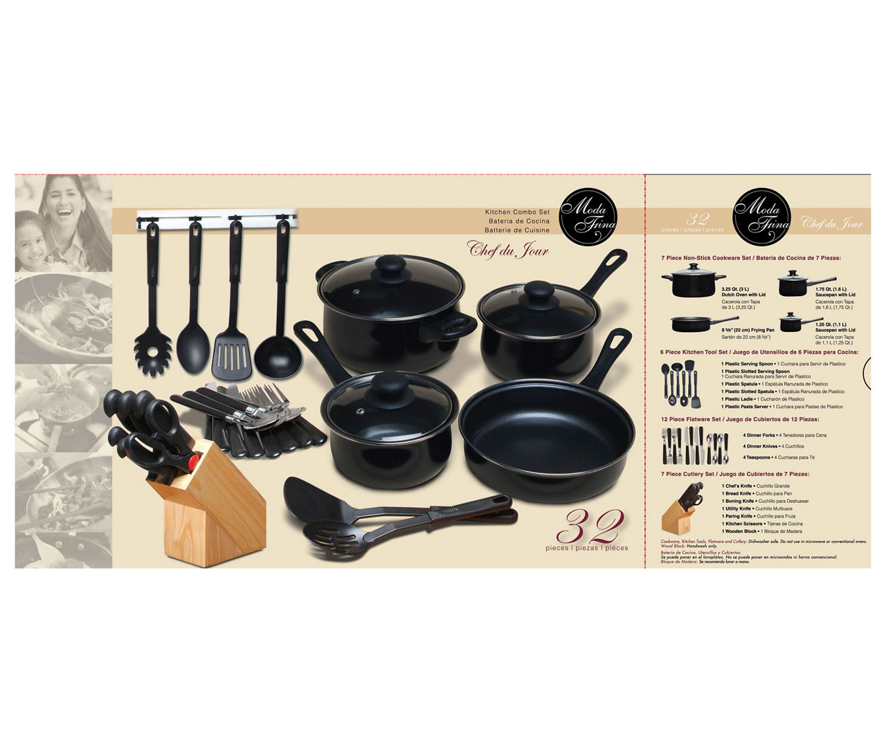 Gibson Home Black 32-Piece Total Kitchen Set