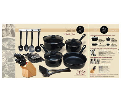 Black 32-Piece Total Kitchen Set