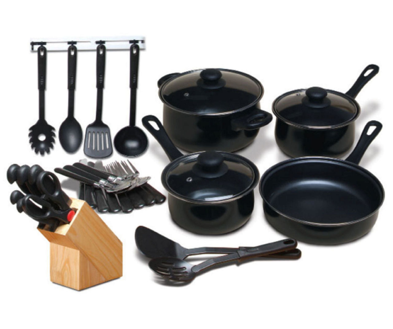 Basic Essentials 32PC Non-Stick Aluminum Cookware Set & Reviews