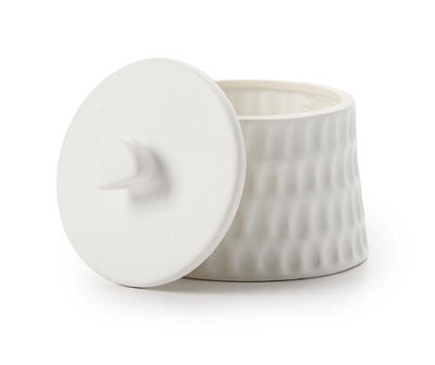 White Oval-Beveled Ceramic Trinket Box